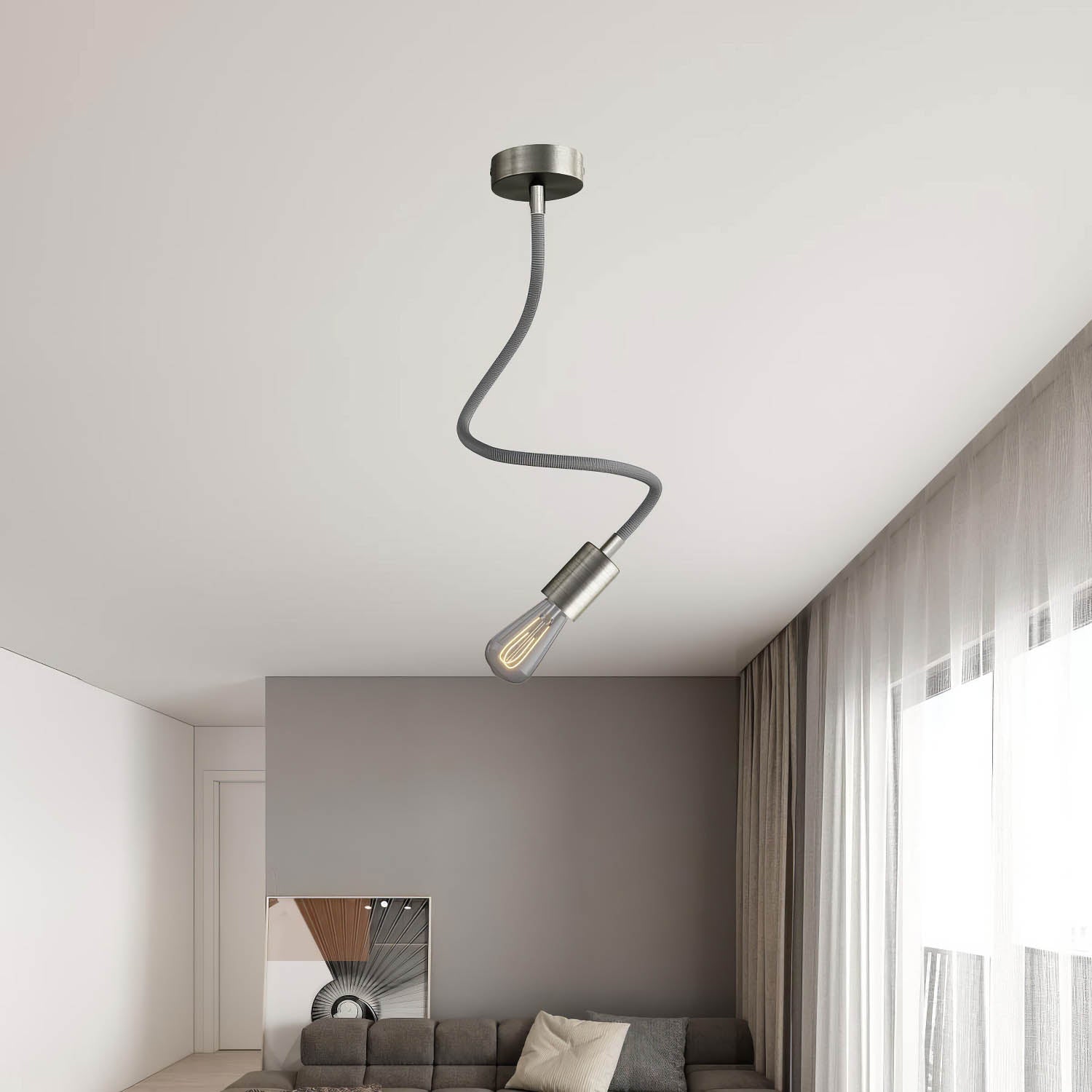 Lampada Creative Flex 60 cm da parete o soffitto - Titanio satinato