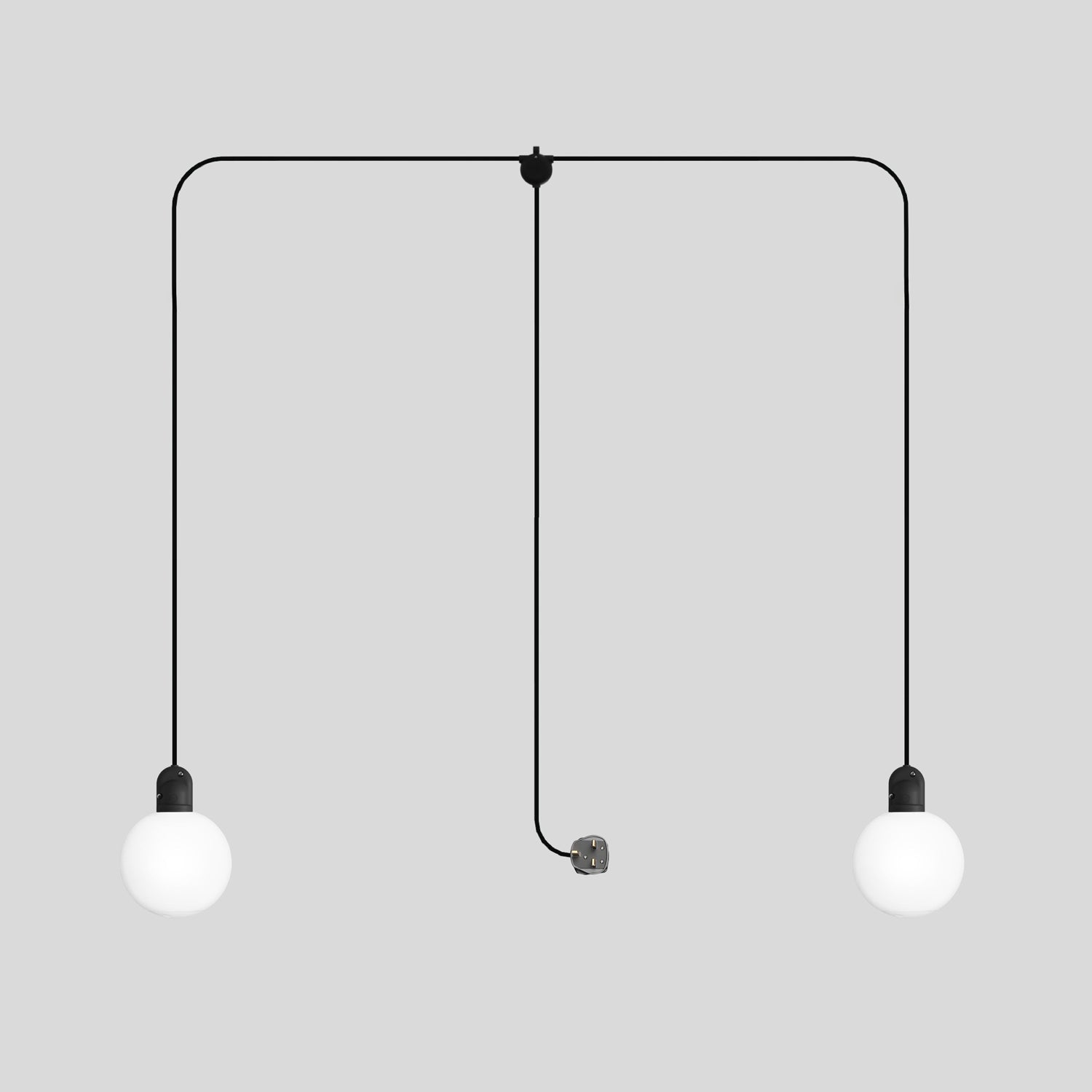 Lampada da esterno Modulair IP65 a 2 cadute con spina UK, paralumi infrangibili Unbreak-a-Ball e cavo SM04