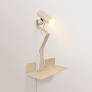 Lampada da parete con mensola, faretto magnetico orientabile e spina UK - Murio Tubo - Panna
