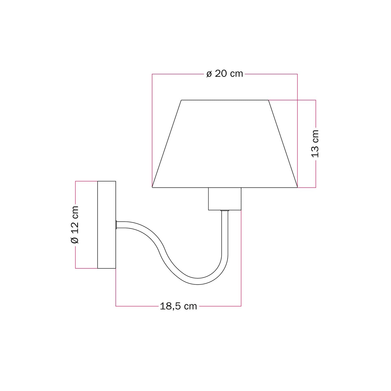 Lampada da parete Fermaluce con estensione a S e paralume impero - Nero e Oro