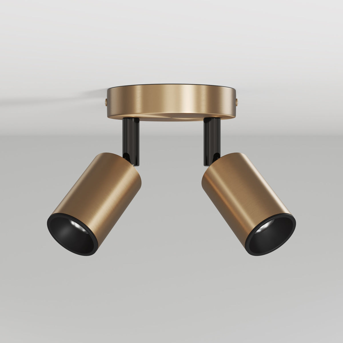 Lampada da parete o soffitto con 2 faretti GU10 Bispot orientabili - Bronzo satinato / Nero