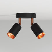 Lampada da parete o soffitto con 2 faretti GU10 Bispot orientabili - Nero / Rame satinato
