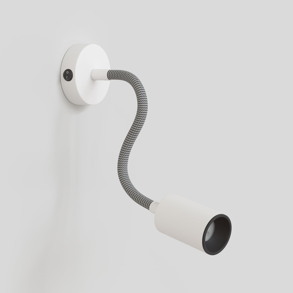 Lampada da parete o soffitto con faretto GU10 Bispot e braccio orientabile Flex 30 cm - Bianco opaco / Nero Si Si