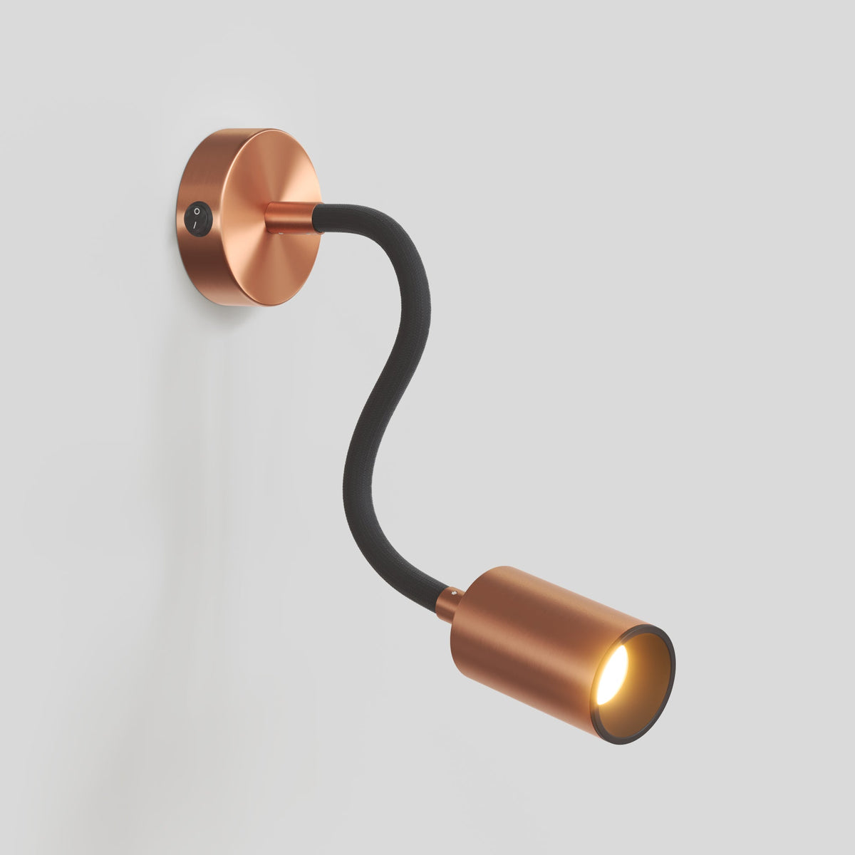 Lampada da parete o soffitto con faretto GU10 Bispot e braccio orientabile Flex 30 cm - Rame satinato / Nero Si Si