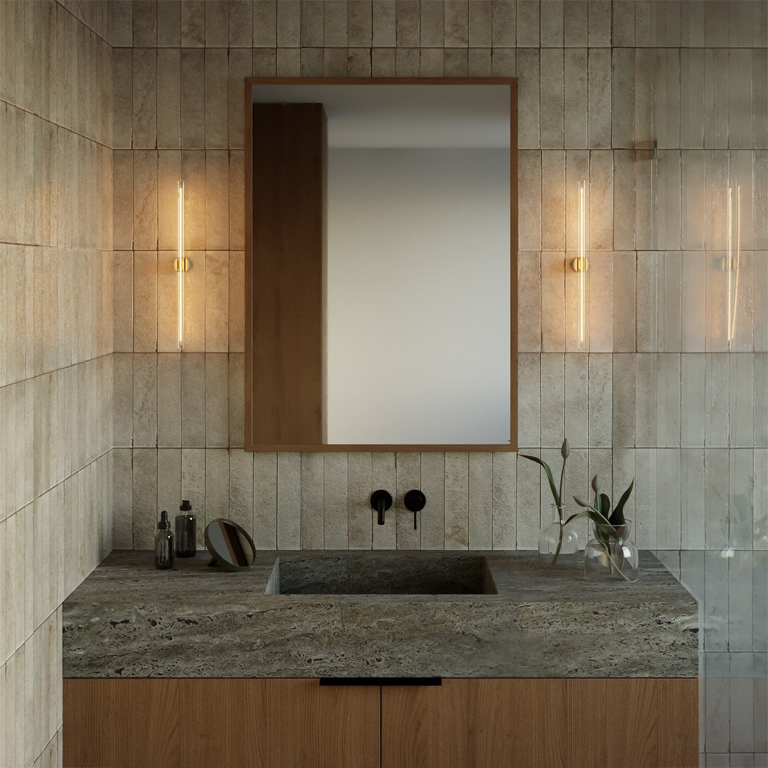 Lampada esse14 da parete o soffitto per lampadina LED S14d - Waterproof IP44 - Effetto Green marble