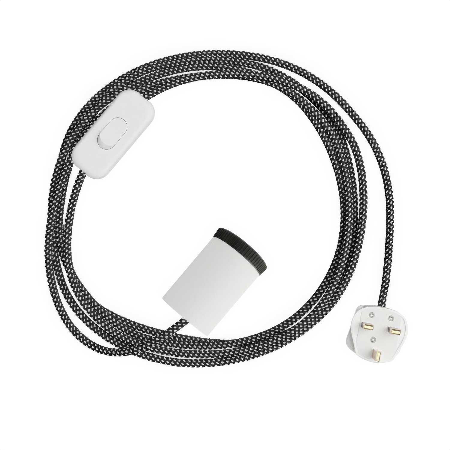 Lampada faretto Mini Spotlight GU1d0 con cablaggio SnakeBis e spina UK - Bianco opaco