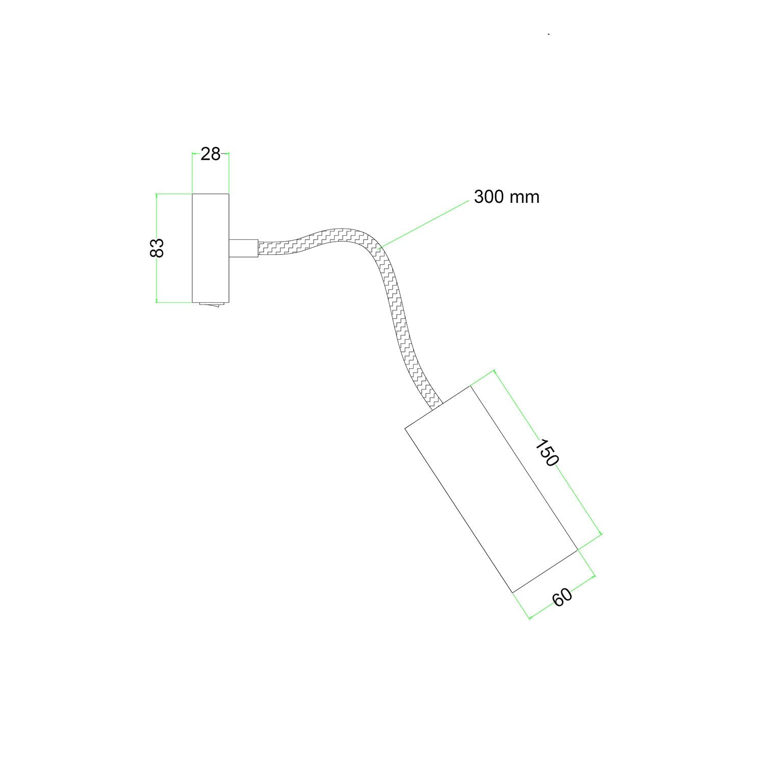 Lampada Fermaluce Flex 30 con mini rosone con interruttore e faretto con paralume Tub-E14 - Bianco opaco
