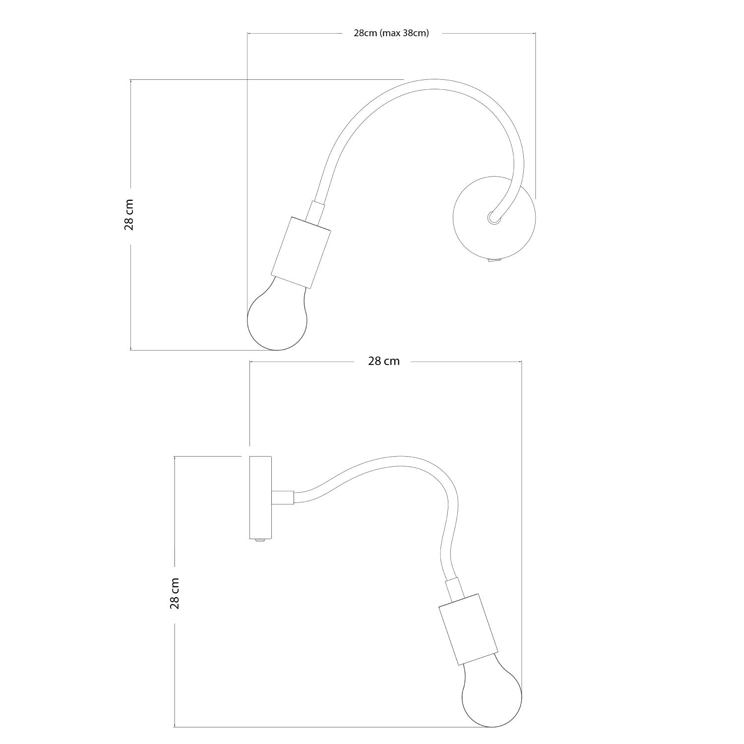 Lampada Fermaluce Flex 30 con mini rosone con interruttore e mini faretto GU1d0 - Bianco opaco