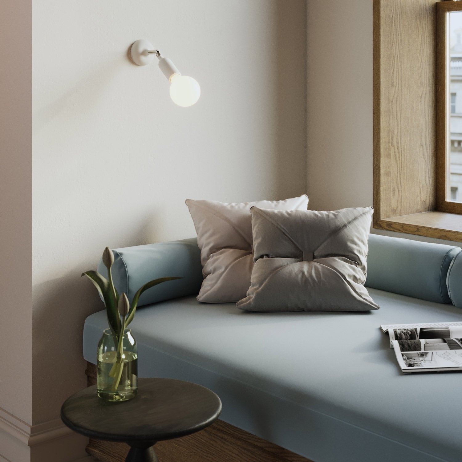 Lampada Fermaluce in silicone con snodo e con interruttore incorporato - Bianco