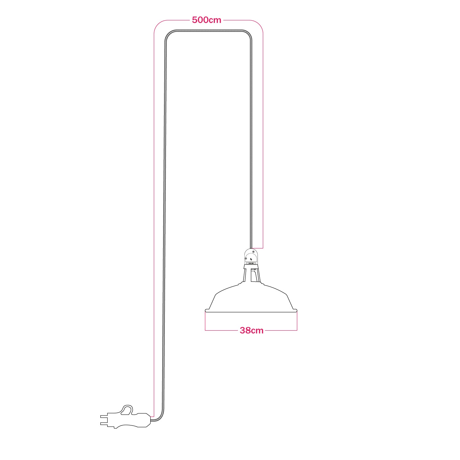 Lampada portatile da esterno Snake con paralume Harbour, 5 m cavo tessile, portalampada IP65 waterproof - Bianco