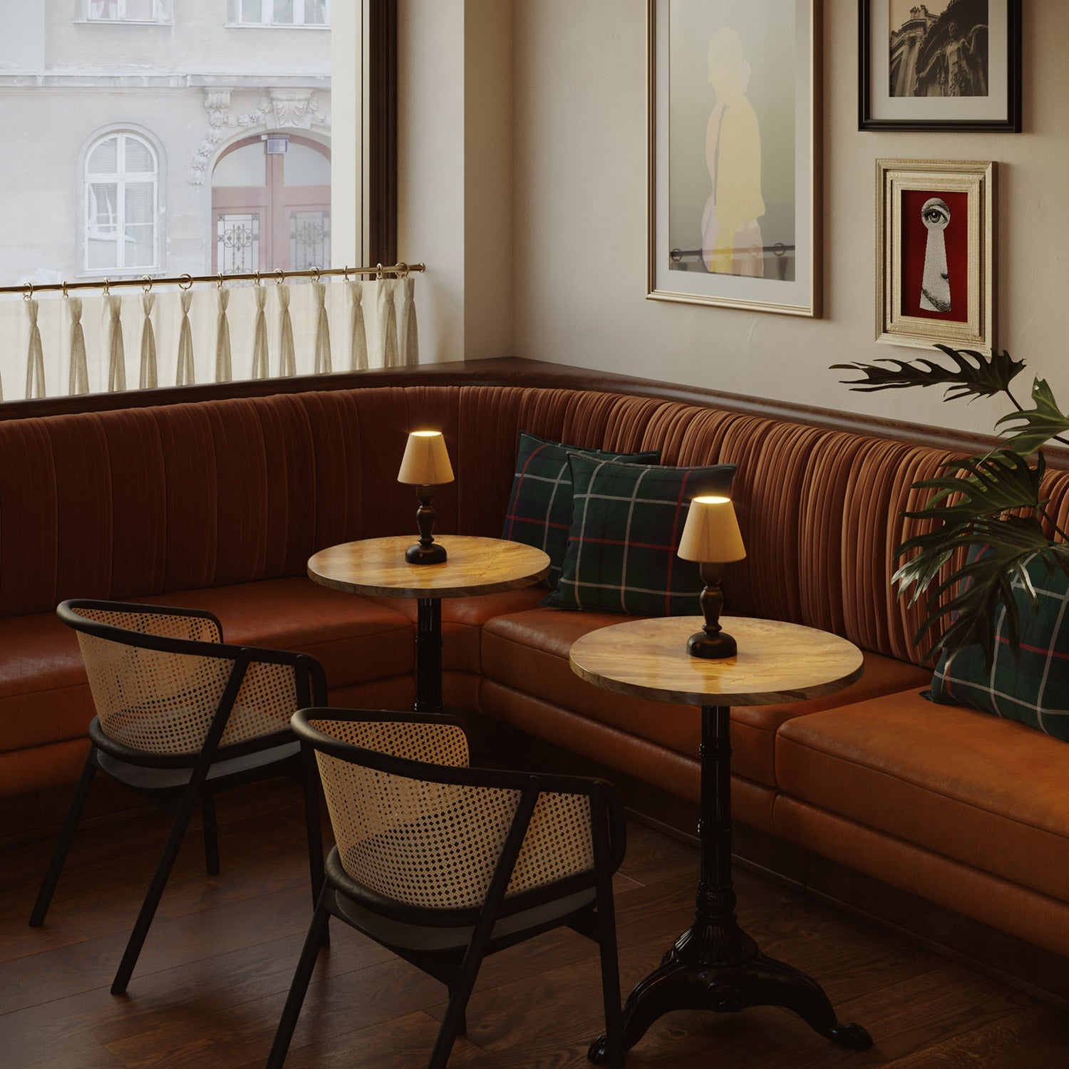 Lampada portatile ricaricabile Cabless14 con lampadina a goccia e paralume - Nero