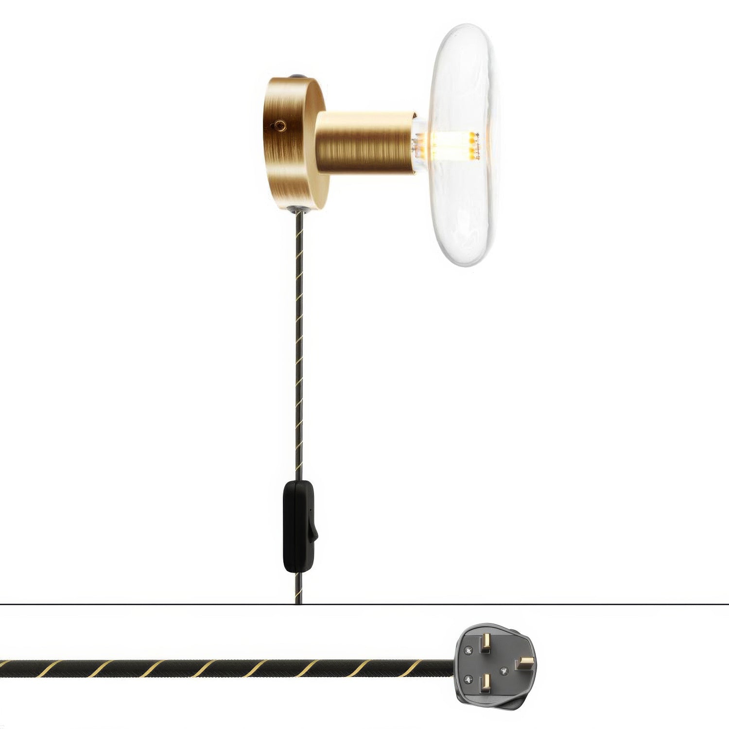 Lampada Spostaluce in metallo e spina UK - Bronzo satinato