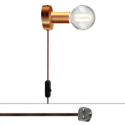 Spostaluce metal lamp with UK plug - Satin copper