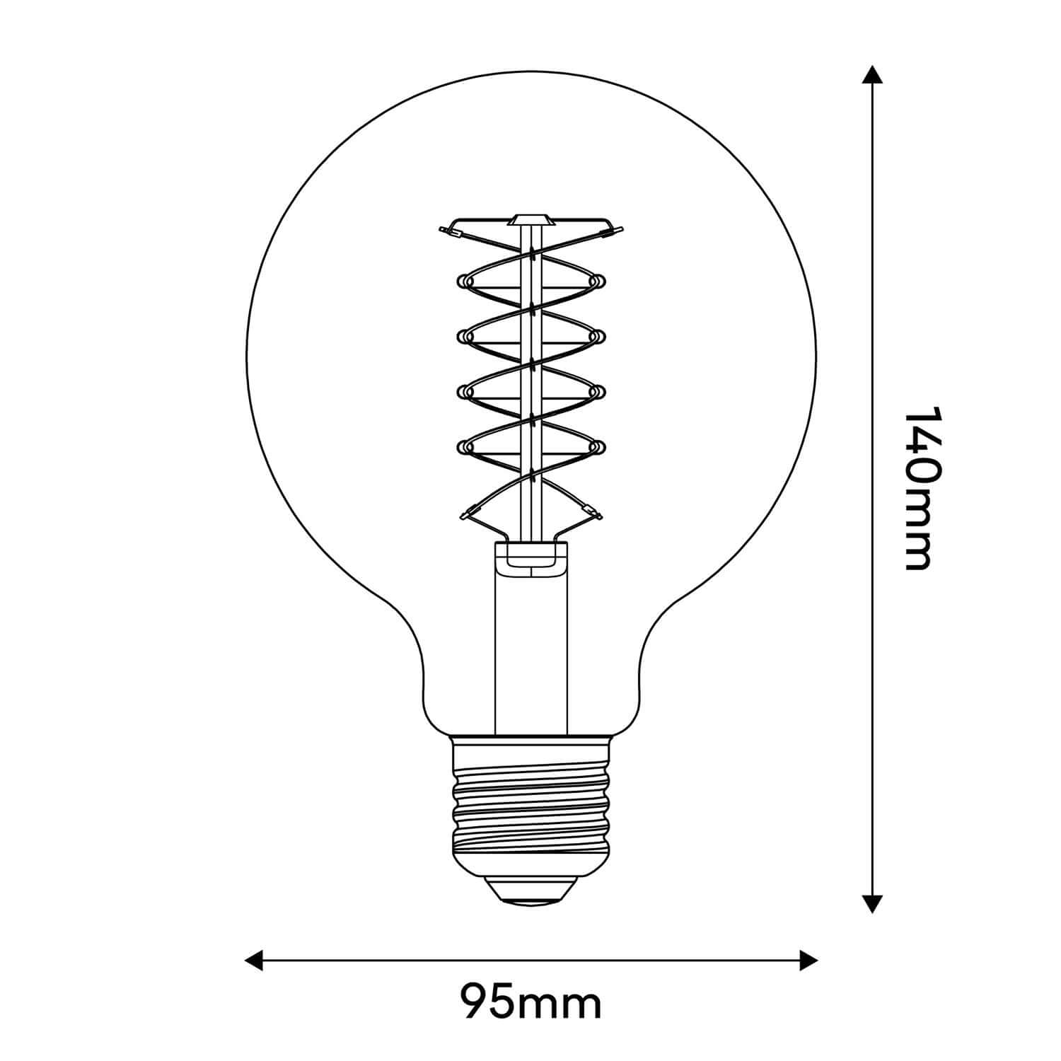 Lampadina LED Filamento Bianco Globo G95 5,9W 500Lm E27 2700K Dimmerabile - W03