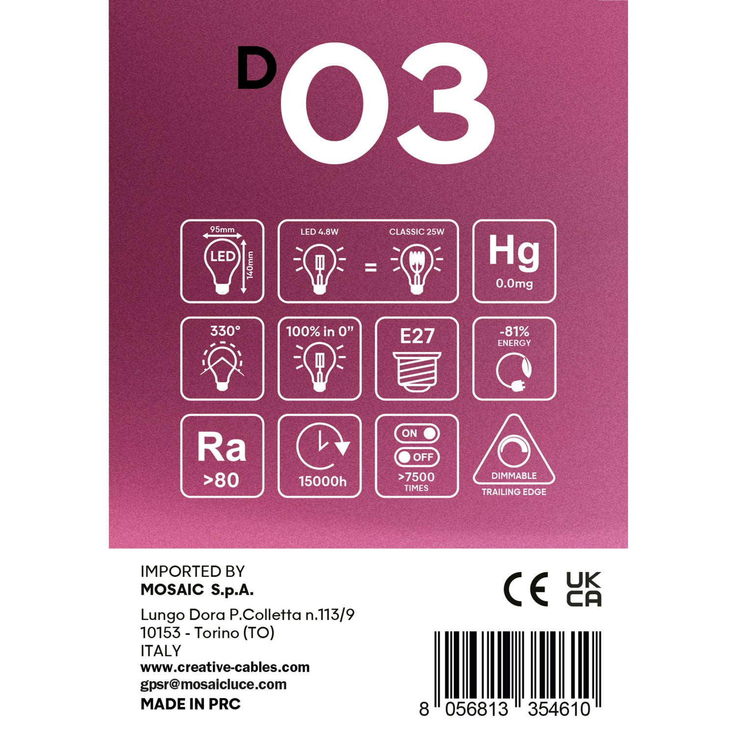 Lampadina LED Smoky Globo G95 4,8W 250Lm E27 1800K Dimmerabile - D03