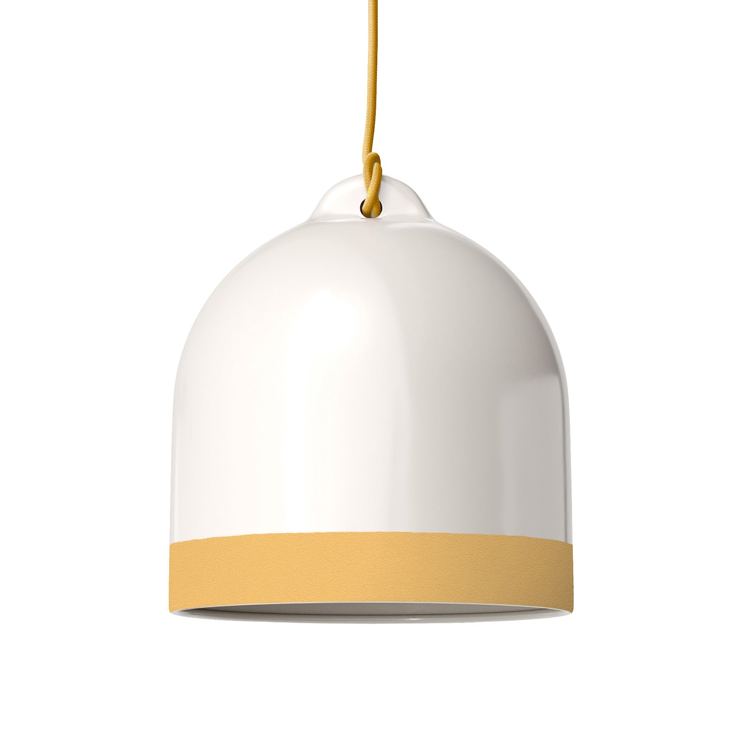 Paralume Campana M bicolore in ceramica Bianco e Giallo, collezione Materia - Made in Italy