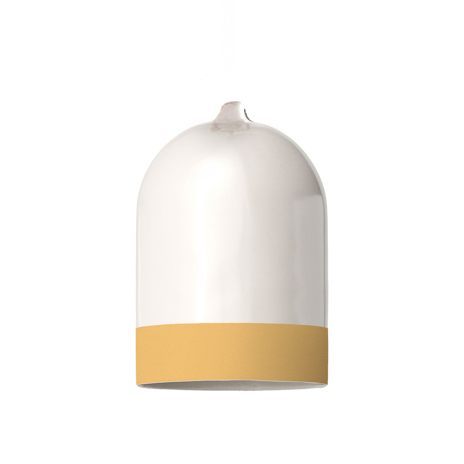 Paralume Campana Mini XS bicolore in ceramica Bianco e Giallo, collezione Materia - Made in Italy