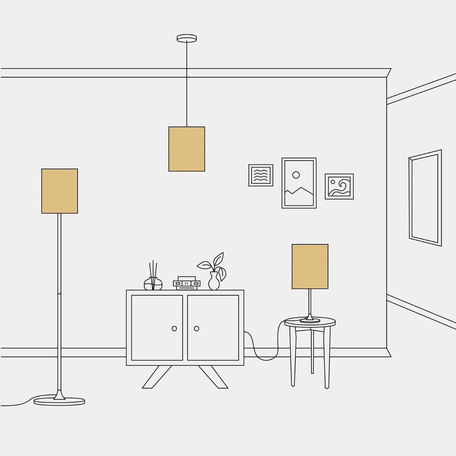 Paralume Cilindro M in tessuto con attacco E27 - Made in Italy - Arenal Oro