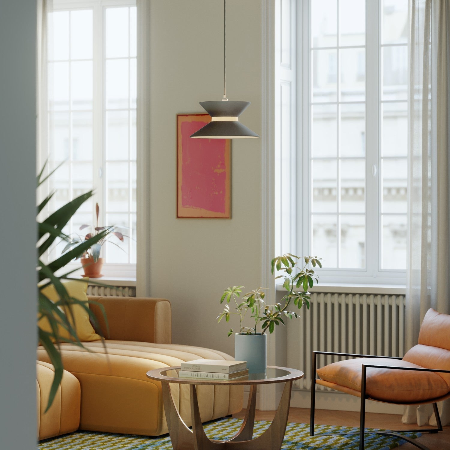 Paralume in tessuto Clessidra Teletta grigio scuro - Made in Italy Arenal sabbia