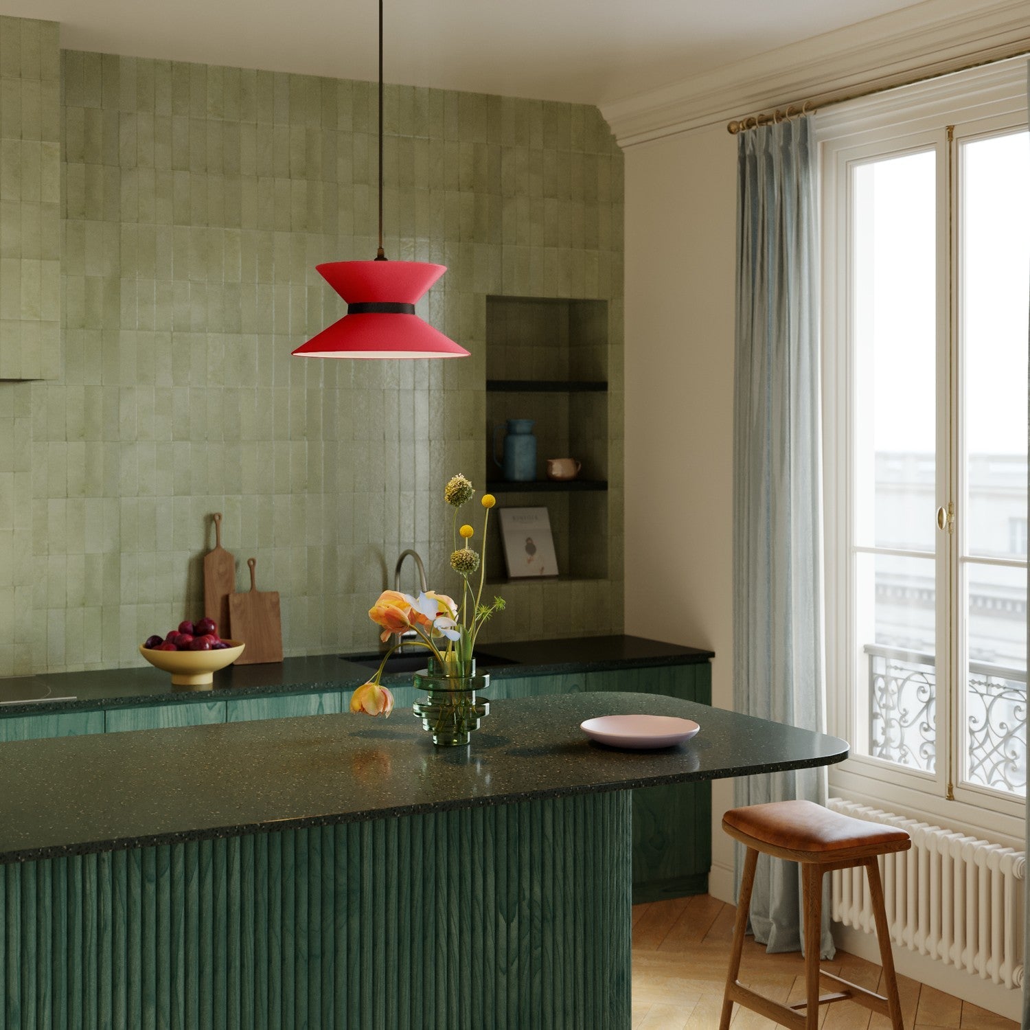 Paralume in tessuto Clessidra Teletta rosso - Made in Italy Teletta antracite