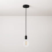Pendant lamp with textile cable and monochrome metal details - Black