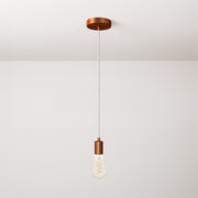 Pendant lamp with textile cable and satin metal details - Brushed copper