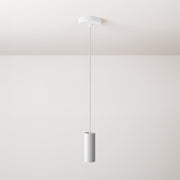 Pendant lamp with textile cable, Tub-E12 lampshade and metal details - White