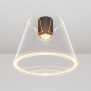 Plafoniera design con lampadina Ghost a cono trasparente - Nero