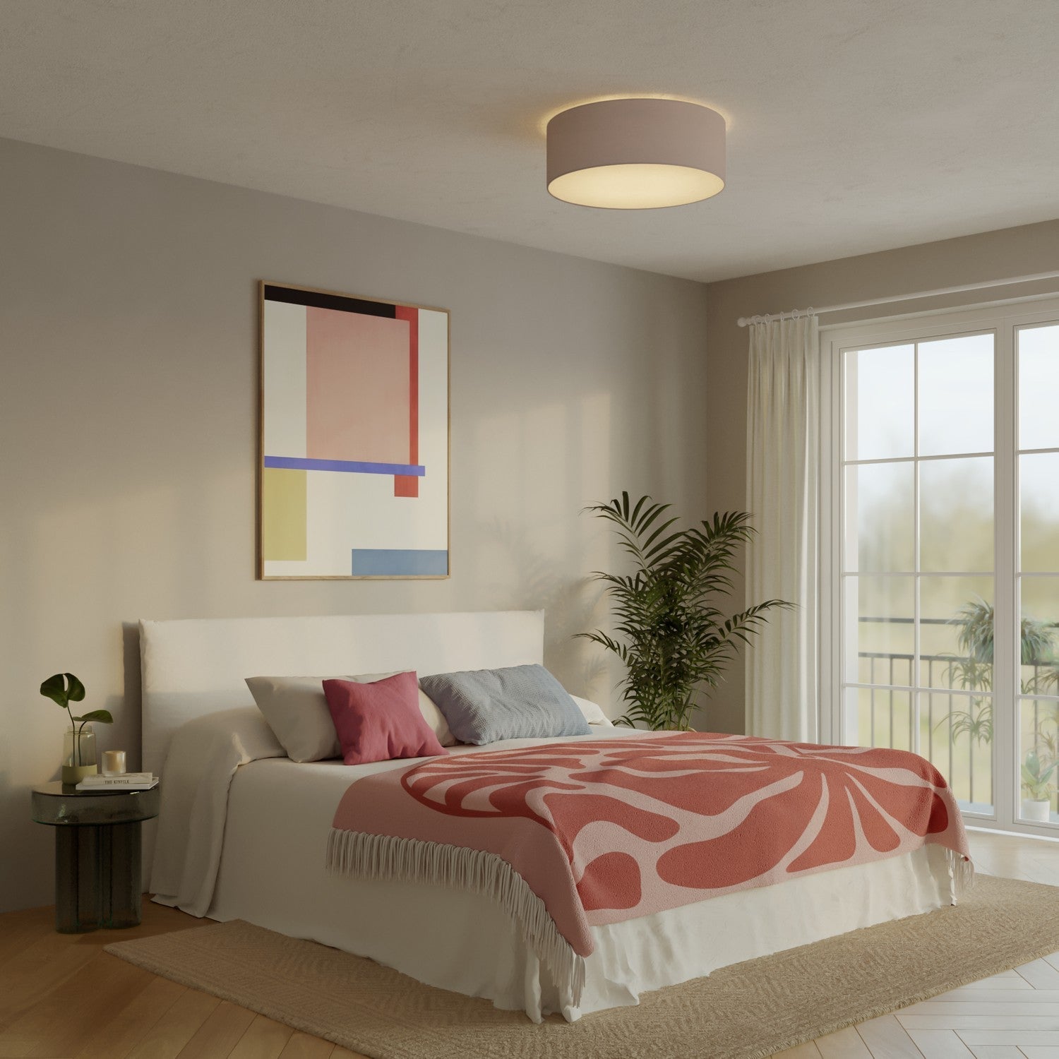 Plafoniera in tessuto Large Arenal cenere - Made in Italy