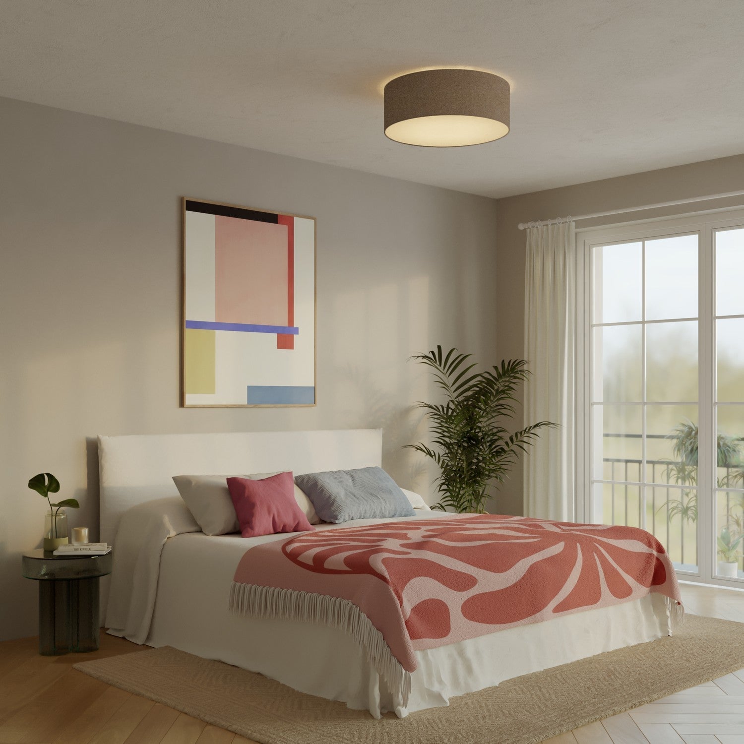 Plafoniera in tessuto Large - Made in Italy - Lana Marrone