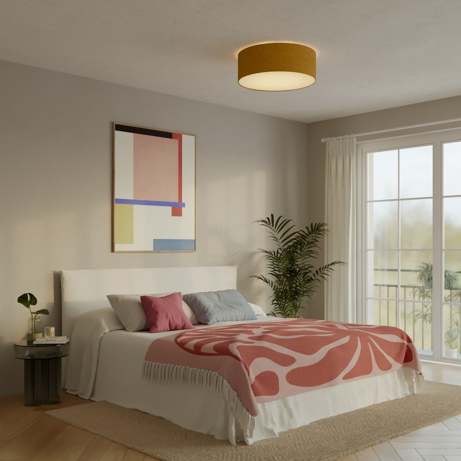 Plafoniera in tessuto Large - Made in Italy - Lana Senape