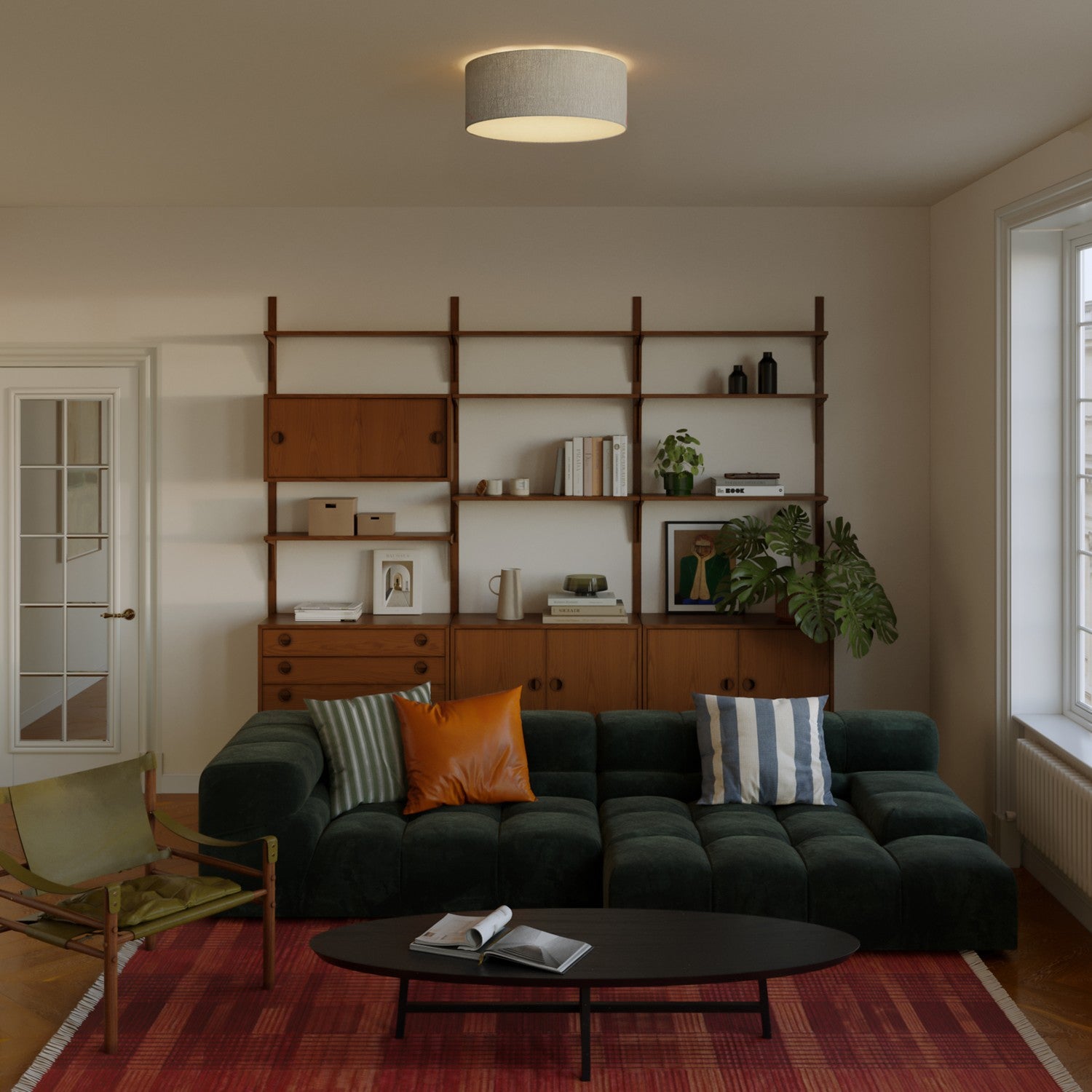 Plafoniera in tessuto Medium Slim - Made in Italy - Camelot Grigio