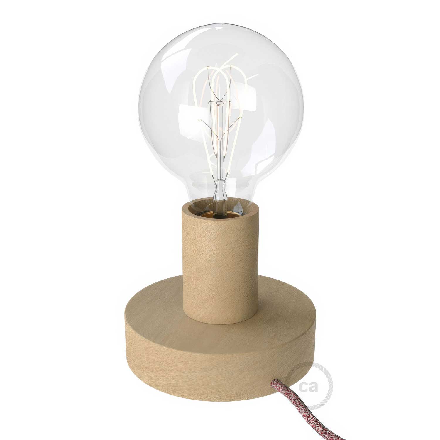 Posaluce - Lampada da tavolo in legno Small e spina UK - Neutro