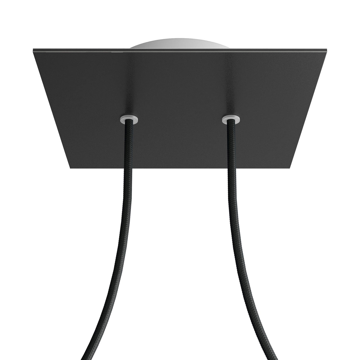 Rosone Rose - One quadrato, 200 mm con 2 fori e 4 fori laterali - Nero opaco - Creative Cables
