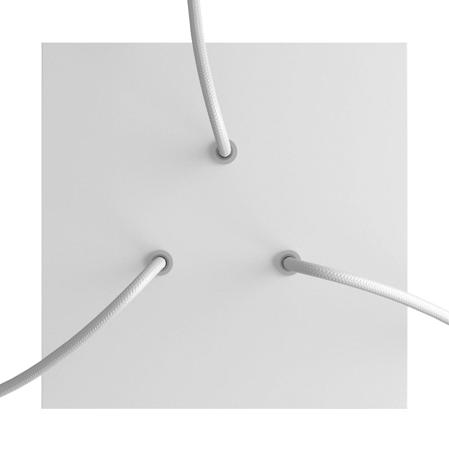 Rosone Rose-One quadrato, 200 mm con 3 fori e 4 fori laterali - Bianco opaco Bianco