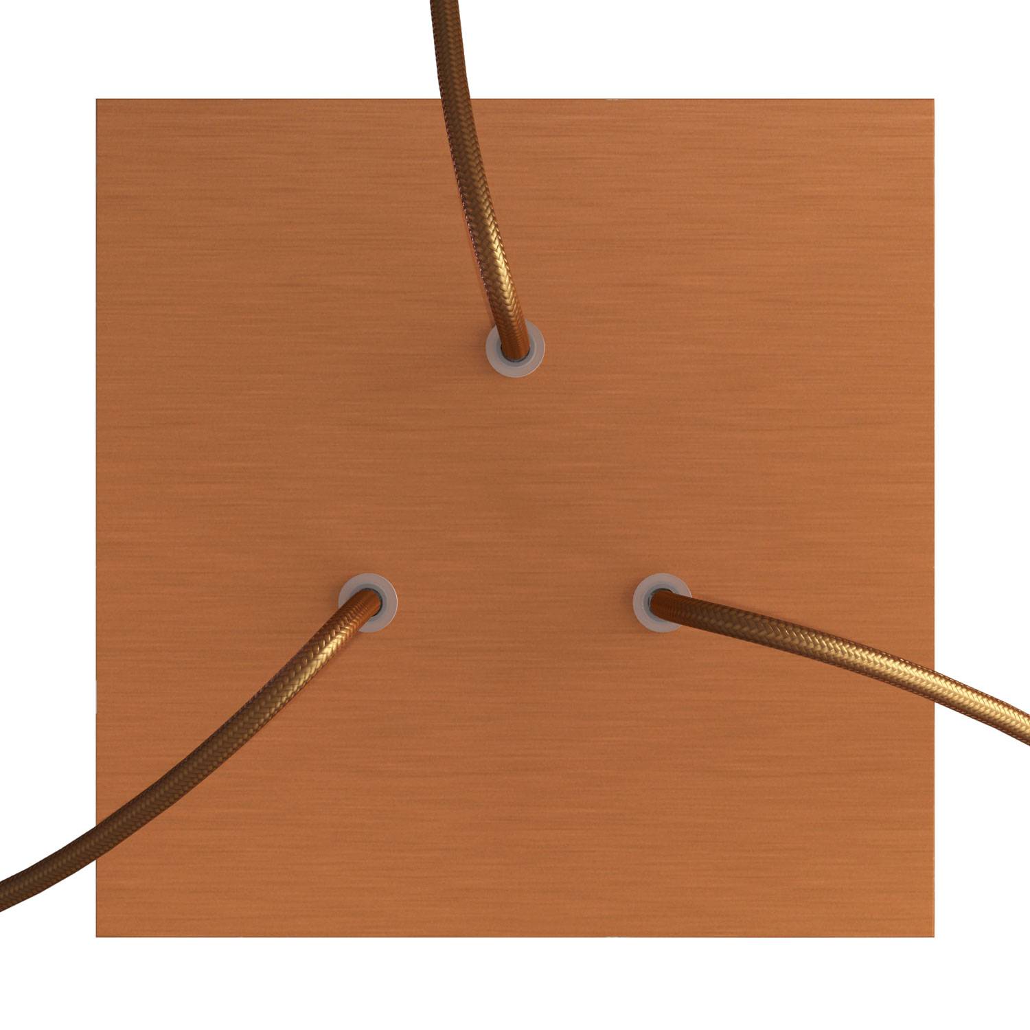 Rosone Rose-One quadrato, 200 mm con 3 fori e 4 fori laterali - Dibond Rame satinato Bianco