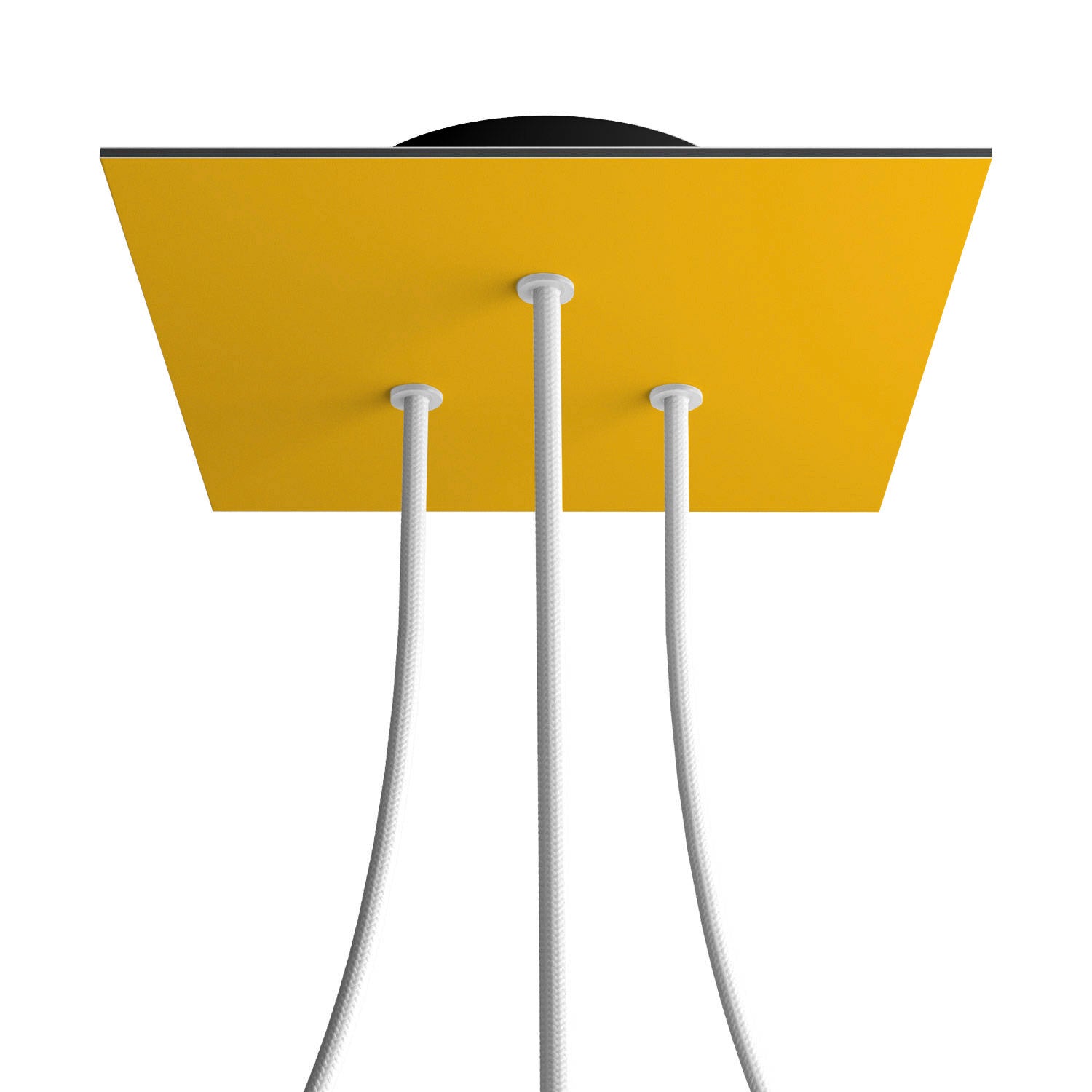 Rosone Rose-One quadrato, 200 mm con 3 fori e 4 fori laterali - Mostarda Nero