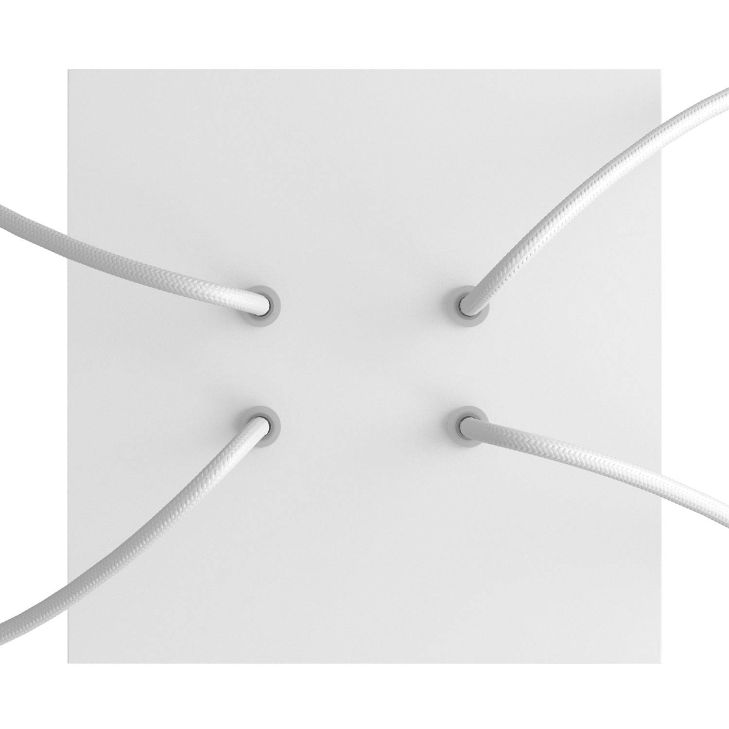 Rosone Rose - One quadrato, 200 mm con 4 fori e 4 fori laterali - Bianco opaco - Creative Cables