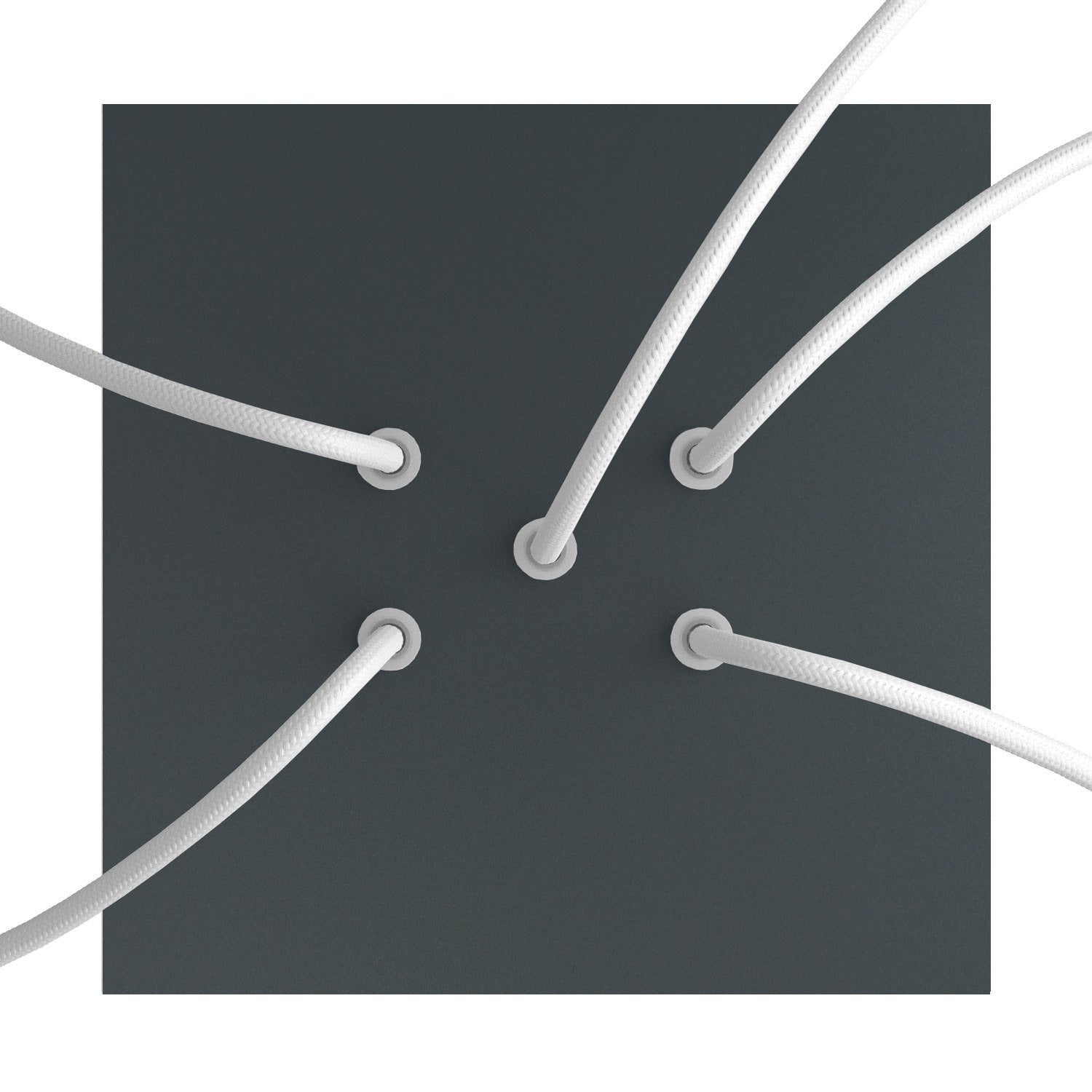 Rosone Rose - One quadrato, 200 mm con 5 fori e 4 fori laterali - Antracite - Creative Cables