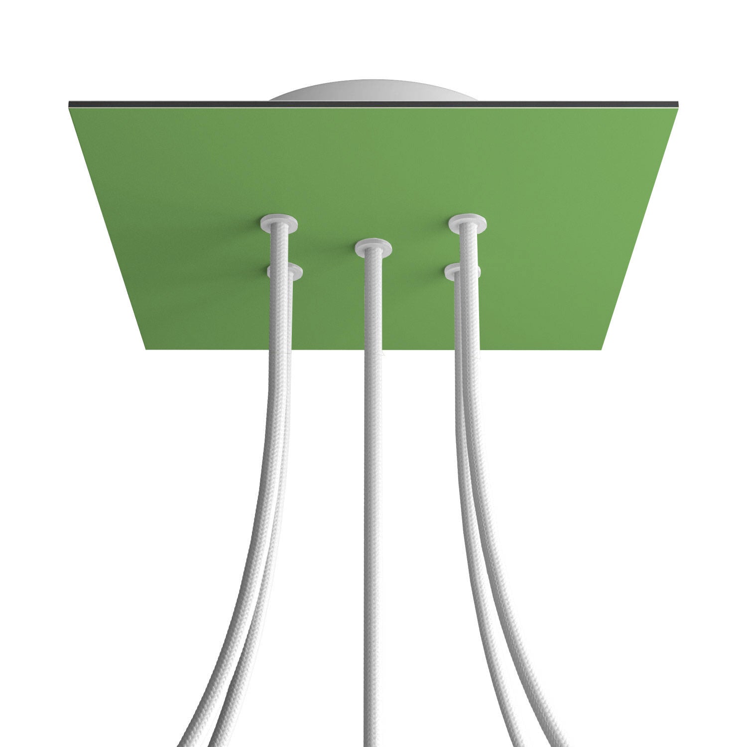 Rosone Rose - One quadrato, 200 mm con 5 fori e 4 fori laterali - Verde prato - Creative Cables