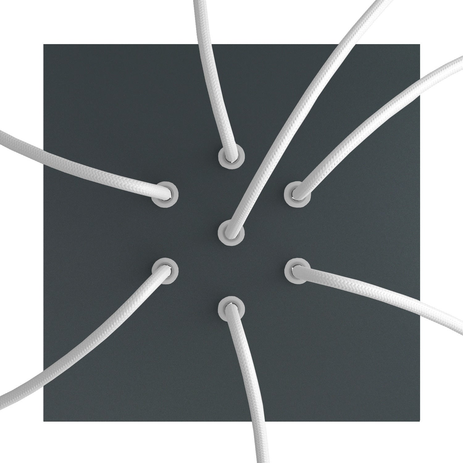 Rosone Rose - One quadrato, 200 mm con 7 fori e 4 fori laterali - Antracite - Creative Cables