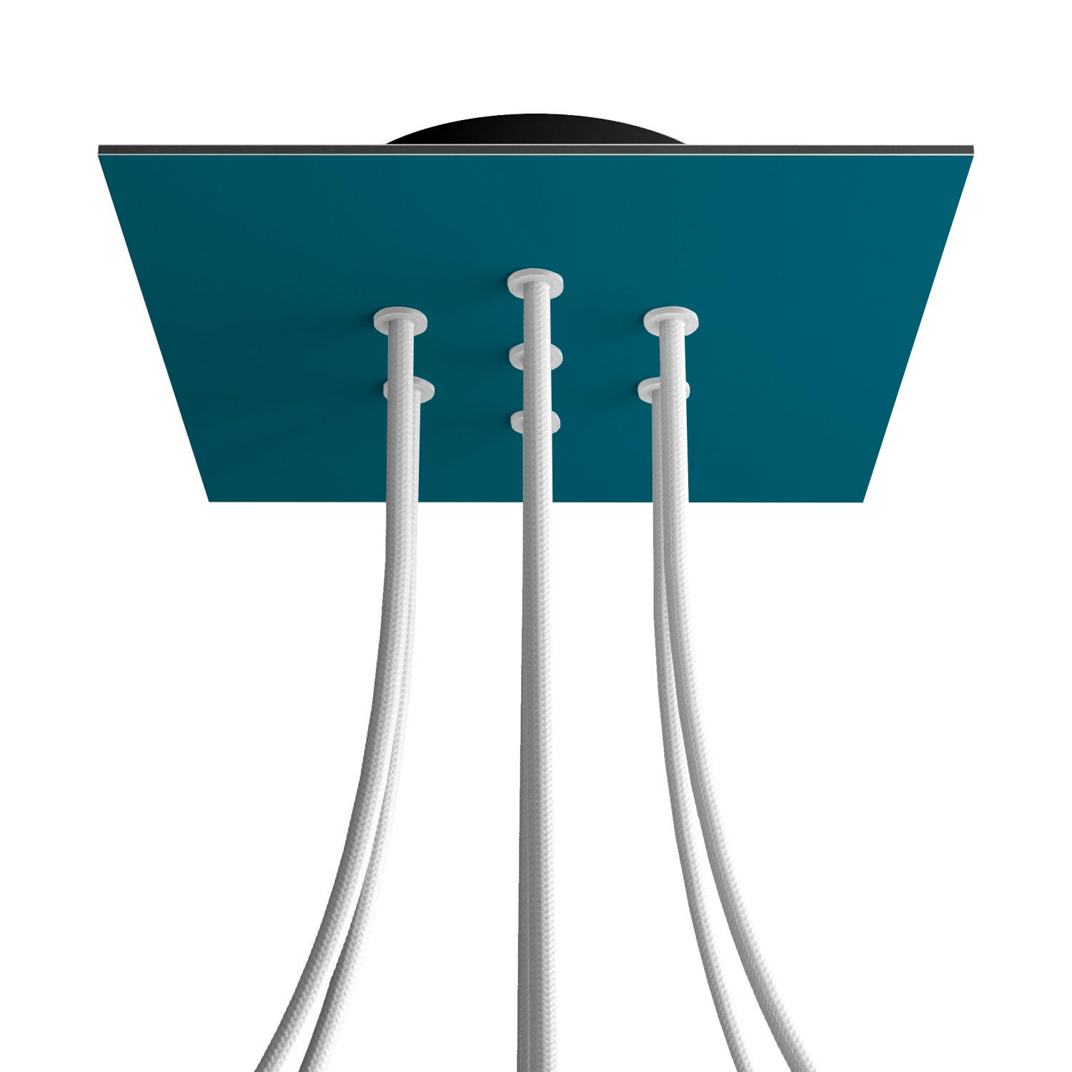 Rosone Rose-One quadrato, 200 mm con 7 fori e 4 fori laterali - Petrolio Nero