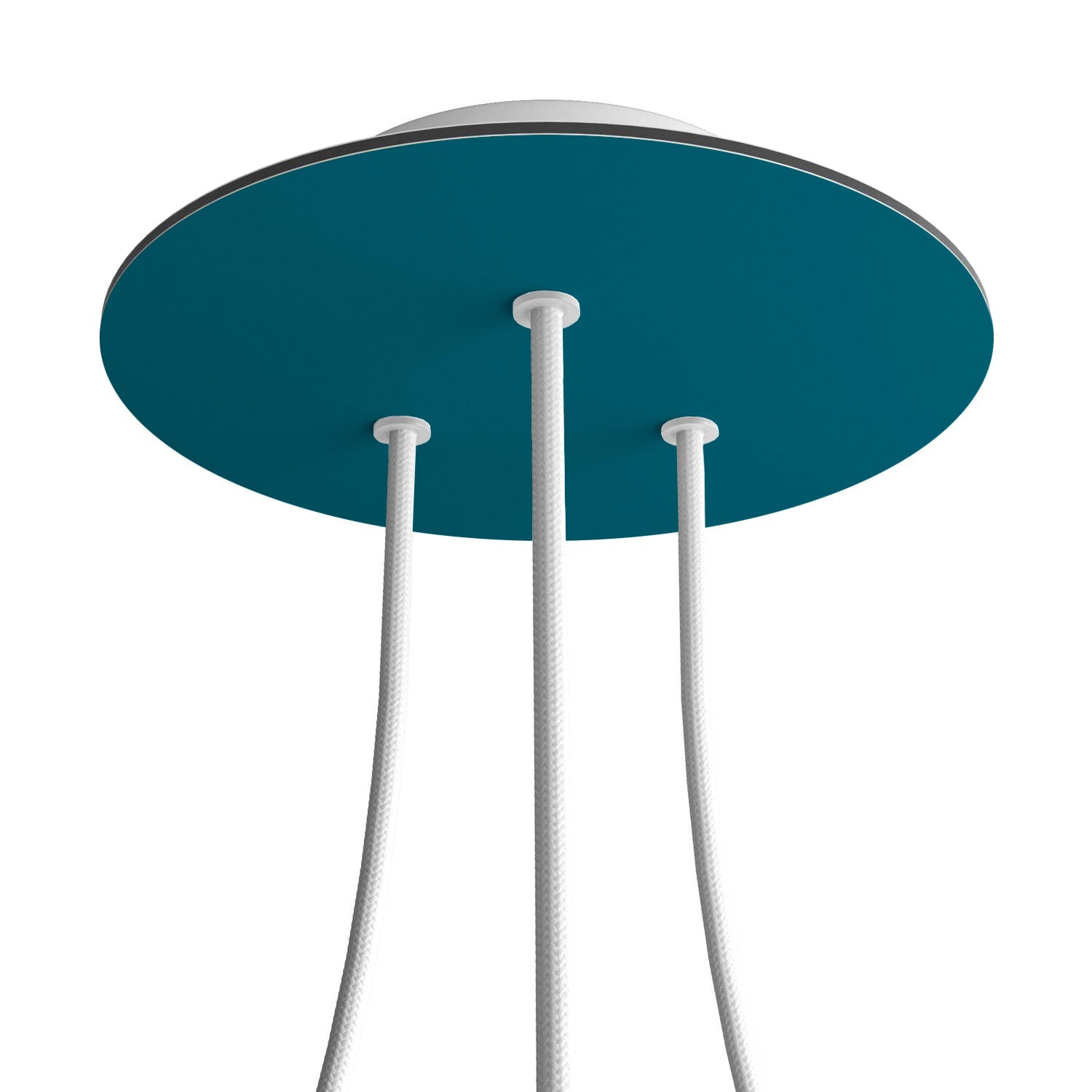 Rosone Rose-One rotondo, diametro 200 mm con 3 fori e 4 fori laterali - Petrolio Bianco