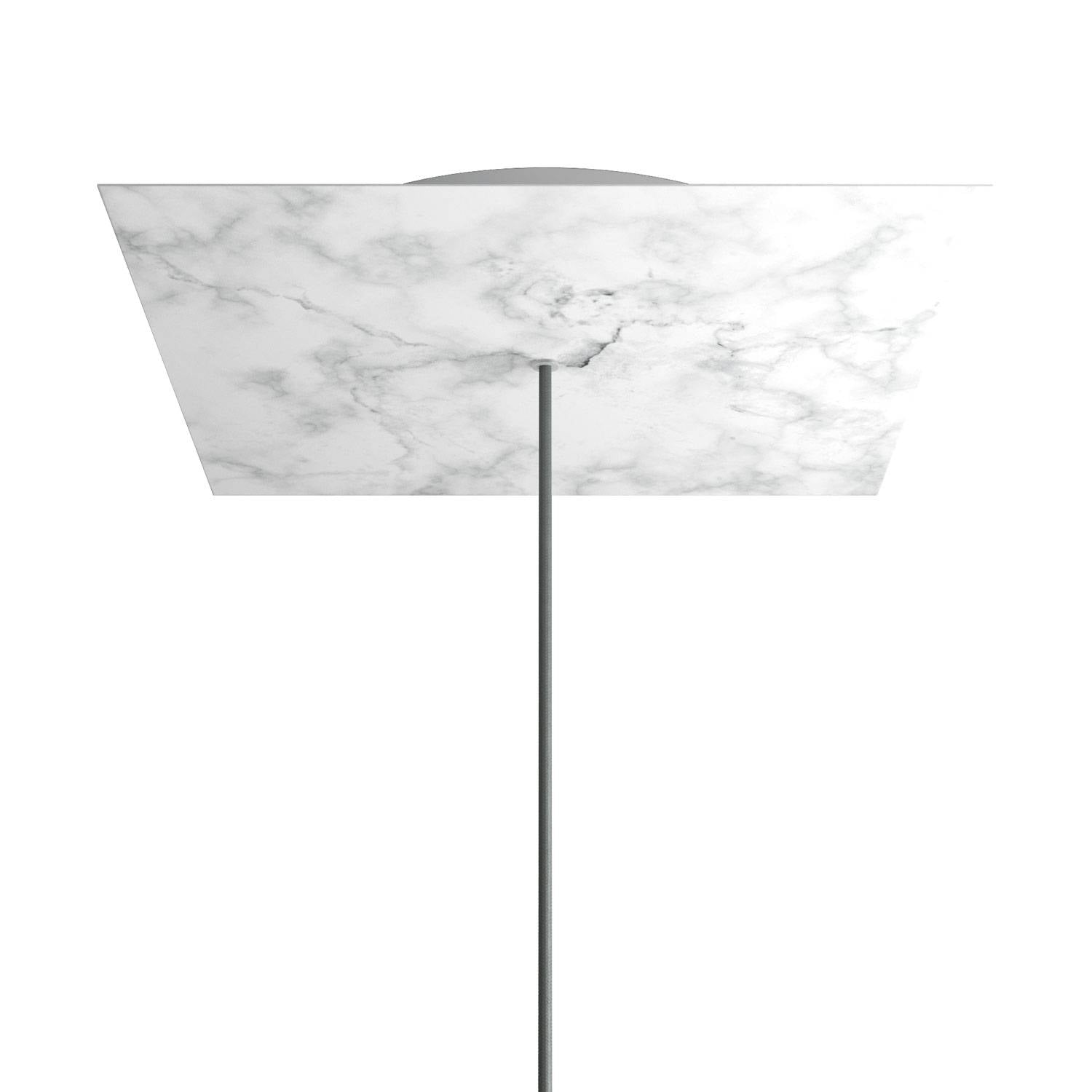 Rosone XXL Rose - One quadrato, 400 mm con 1 foro e 4 fori laterali - Marmo Carrara - Creative Cables