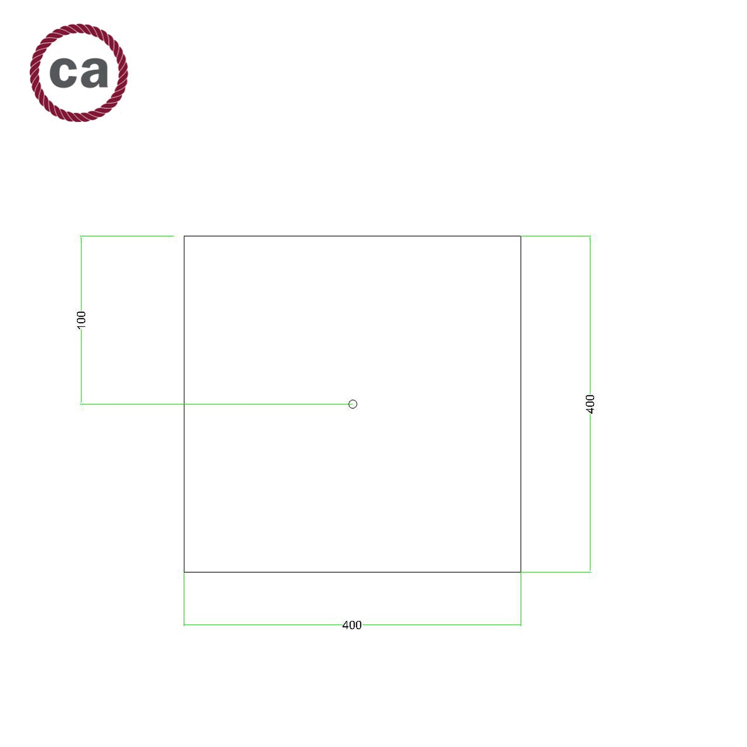 Rosone XXL Rose-One quadrato, 400 mm con 1 foro e 4 fori laterali - Verde prato Bianco