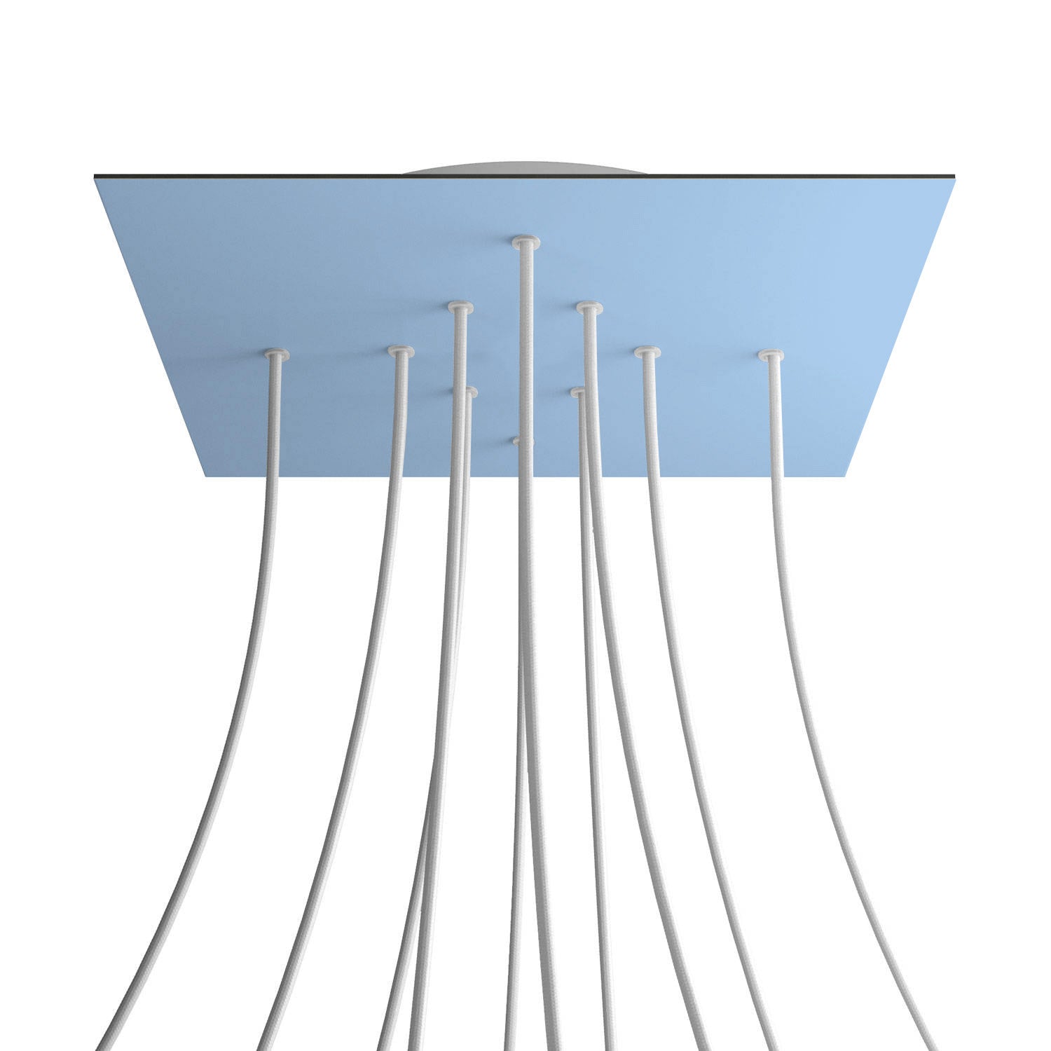 Rosone XXL Rose - One quadrato, 400 mm con 10 fori e 4 fori laterali - Blu carta da zucchero - Creative Cables
