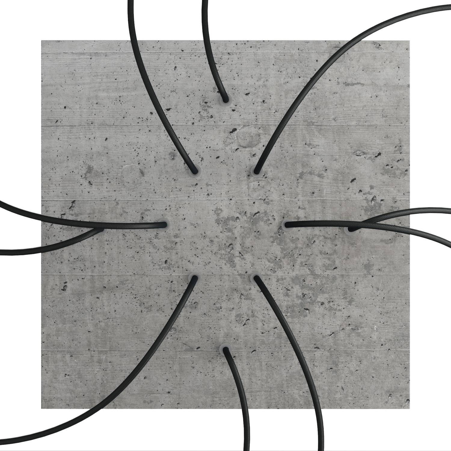 Rosone XXL Rose-One quadrato, 400 mm con 10 fori e 4 fori laterali - Cemento Bianco