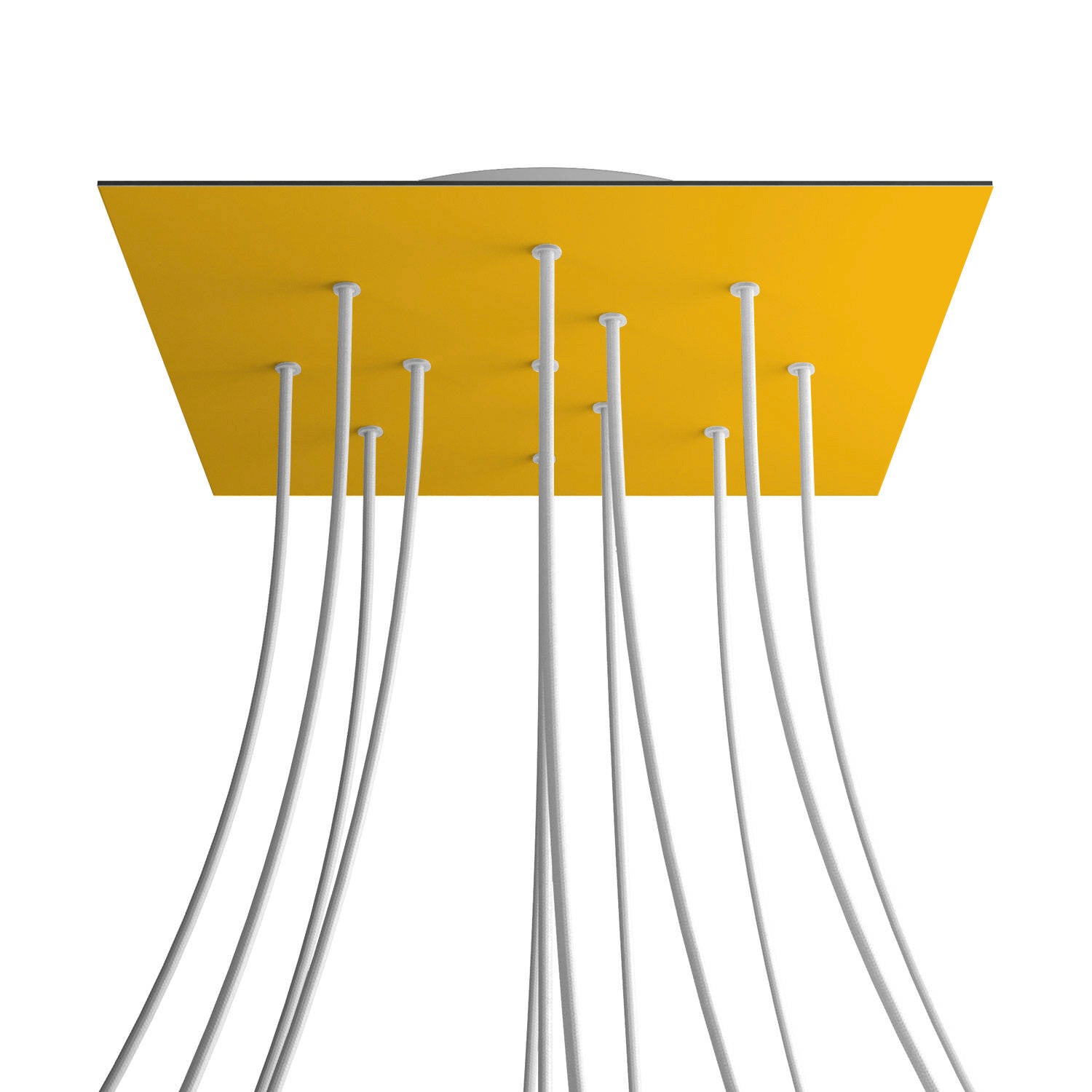 Rosone XXL Rose - One quadrato, 400 mm con 12 fori e 4 fori laterali - Mostarda - Creative Cables