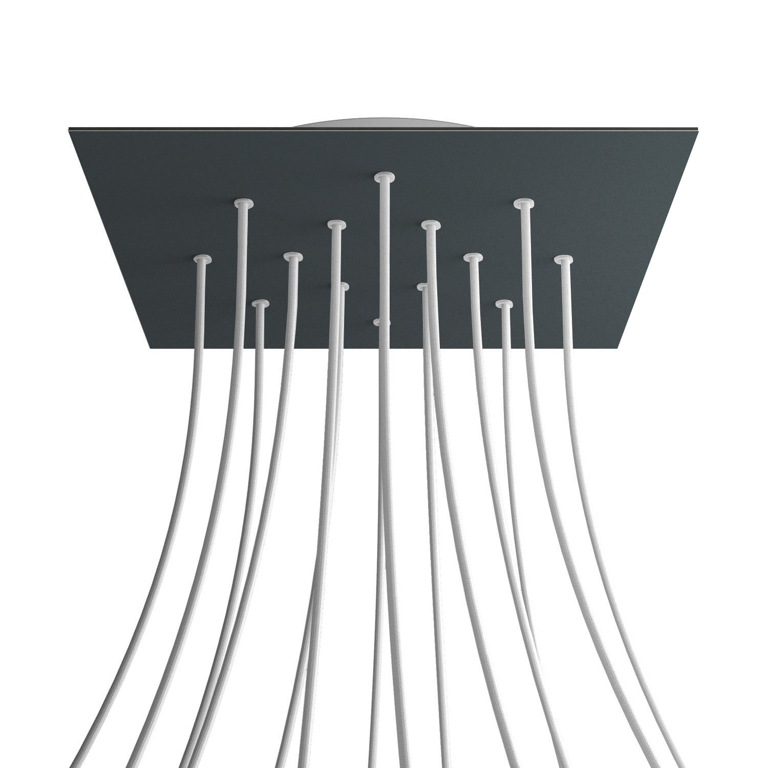 Rosone XXL Rose - One quadrato, 400 mm con 14 fori e 4 fori laterali - Antracite - Creative Cables