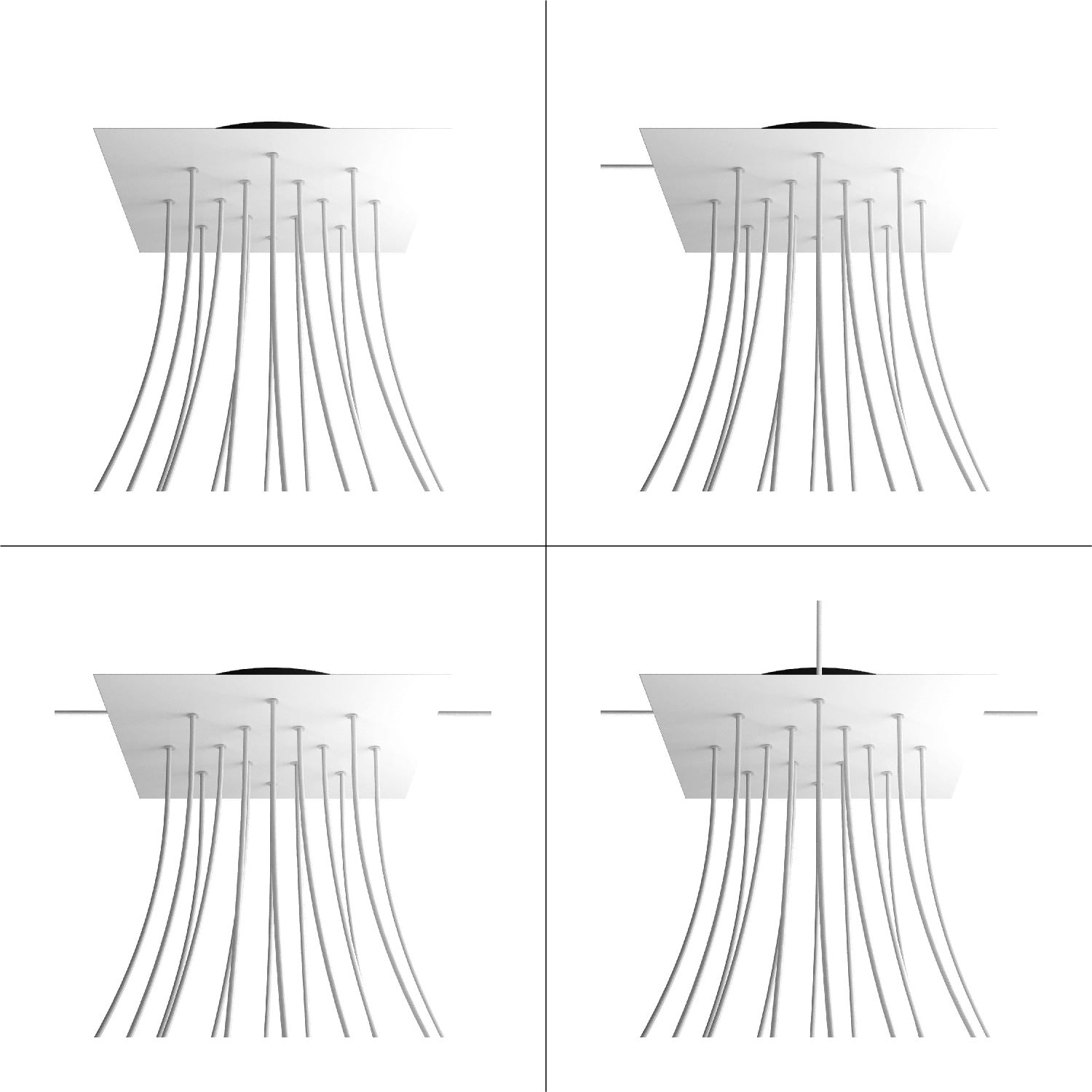Rosone XXL Rose-One quadrato, 400 mm con 14 fori e 4 fori laterali - Blu carta da zucchero Nero
